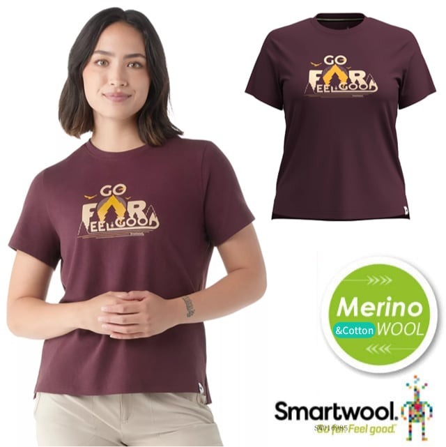 【SmartWool】女 美麗諾羊毛控溫短袖T恤.透氣休閒上衣/SW002390-L83 茄子色✿30E010